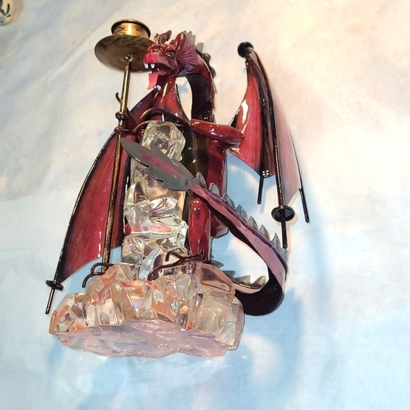Dragon 🐉 Metal and Glass Candle holder Spooky 👻